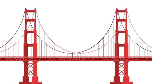 An artistic representation of the Golden Gate Bridge